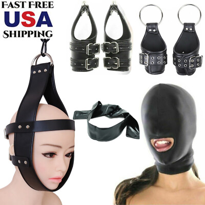 #ad Hanging Wrist Handcuffs Swing Binding Glove Head Suspension Mask Blindfold
