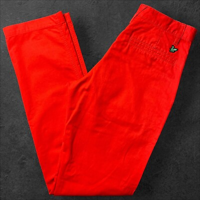 #ad Lyle amp; Scott Bright Red Straight Leg Chino Trousers Pants Size 30 Embroidered