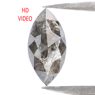 #ad Natural Loose Marquise Diamond Black Grey Color 0.88 CT 9.47 MM Rose Cut L2160