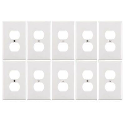 #ad 10 Pack 1 Gang White Duplex Outlet Midway Wall Plate Outlet Cover