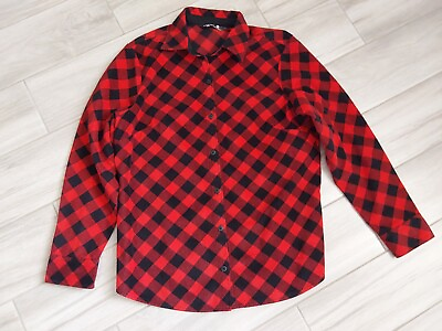 #ad Riders by Lee NWOT Black Red Buffalo Plaid Long Sleeve Fleece Shirt. Size S