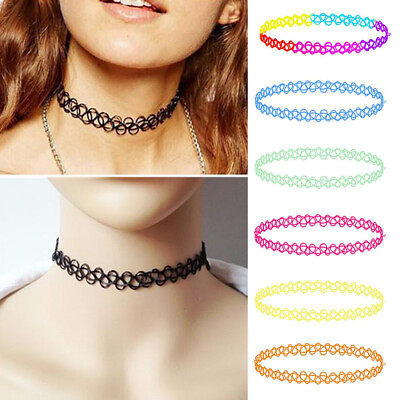 #ad 1PC Women#x27;s Colorful Necklaces Cobwebbing Water Drop Clavicle Choker Ornament