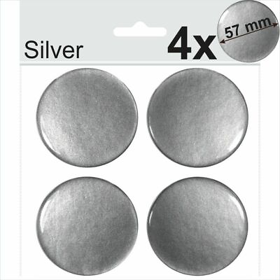 #ad 4x 57mm Silver Domed Resin Centre Cap Hub Stickers Wheel trims Caps Badge Emblem