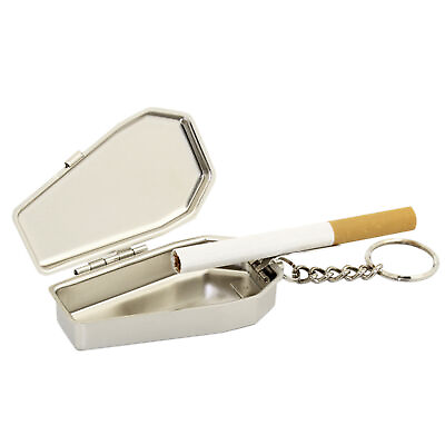 #ad Portable Metal Ashtray Keychain Windproof Travel Stylish Mini Casket