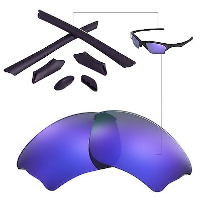 #ad New WL Polarized Purple Lenses And Black Rubber Kit For Oakley Half Jacket XLJ