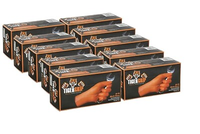 #ad Tiger Grip Nitrile Gloves 7MIL Hi VIS Orange 10 Boxes 1 Case