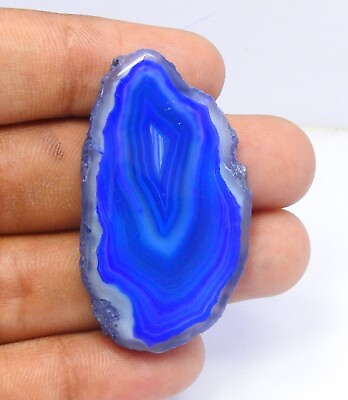 #ad 61.50 CTS NATURAL AMAZING BLUE CALCY SLICE DYED AGATE JEWELLERY GEMSTONE DR 78