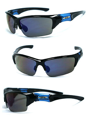 #ad New Mens Outdoor Xloop Sport Sunglasses Black Frame BLUE Fire Iridium Lens X45