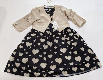 #ad Enfetto Girls#x27; Sleeveless Heart Dress With Bow Sleeve Cover Choose Size Black
