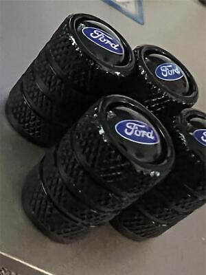 #ad 4 Black Ford Tire Valve Stem Caps For Truck Car Universal Fitting Free Shipping