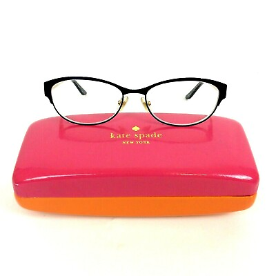 #ad Kate Spade Eyeglass Glasses Frames Case Camelot Blue Gold Metal Oval 50 15 135