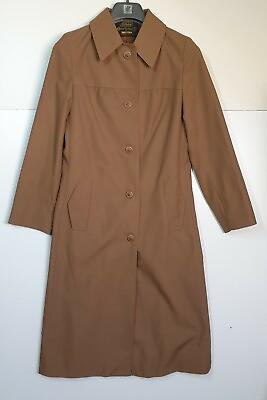#ad Womens Vintage St Michael Mac Coat Overcoat Brown Size 12 Bust 34 1970s