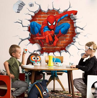 #ad US 3D Wall Stickers Spider man Spiderman Cartoon Room Decal Wallpaper Removable