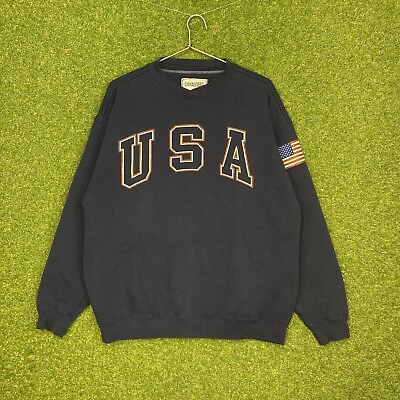 #ad Vintage Mens Crewneck Sweatshirt USA American Flag Eagle Danaggers Large L