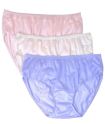 #ad Shadowline Underwear Women#x27;s Panty Hipster Nylon 3 Pack Spring Colors Pink Ivory