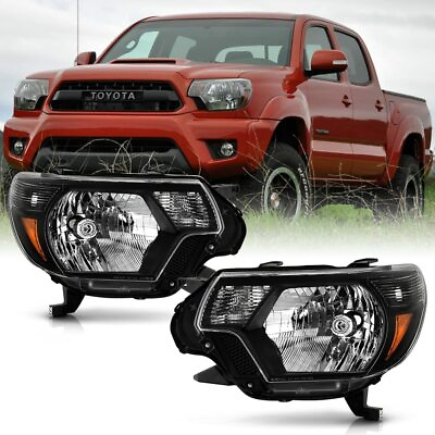 #ad Black Fits 2012 2015 Toyota Tacoma Pickup Headlights Lamp Replacement LeftRight $245.00