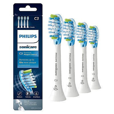 #ad New 4 Pack Genuine Philips C3 Premium Plaque Control Brush Heads White