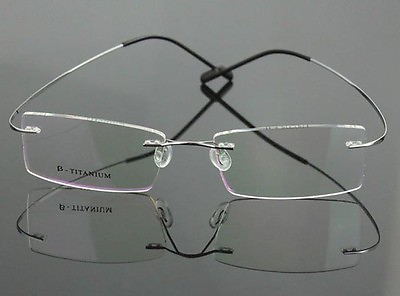 #ad NEW Titanium Rimless glasses optical frames Eyeglass frames Silver