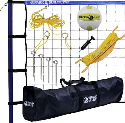 #ad Spiker Sport Portable Volleyball Net System Blue 32L x 3H ft Features 3 Piece
