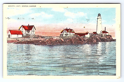 #ad Postcard Boston Light Boston Harbor Massachusetts MA Light House
