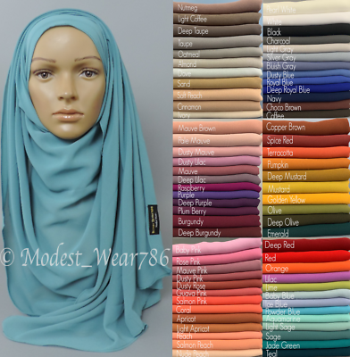 #ad Premium Quality Chiffon Maxi Hijab Scarf Muslim Headcover 180x70 180x85 Cm