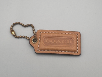 #ad Coach Small Hangtag Charm Replacement Necklace Pendant Gold Burnish Leather $15.00