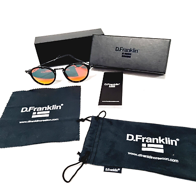 #ad D. Franklin ASUN800 Sunglasses Adult Unisex Black Orange Tint Black Frame
