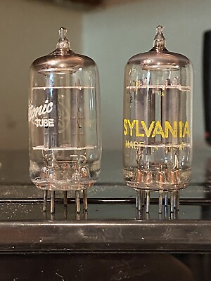 #ad vintage pair 5963 GE amp; Sylvania US tubes tested