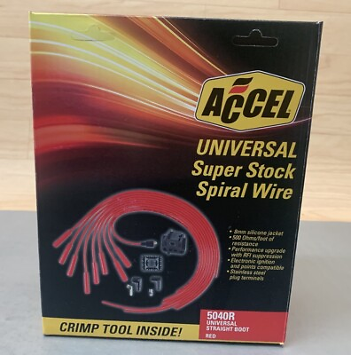#ad Accel Universal Super Stock Spiral Wire 5040R Straight Boot 8mm in Red $49.99