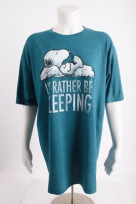 #ad Peanuts Womens Snoopy T Shirt Shirt XL Blue I#x27;d Rather Be Sleeping $14.99