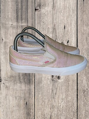 #ad Vans Classic Slip On UV Glitter Sneaker in Lovely Pink True White Women#x27;s Sz 8