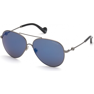 #ad Moncler ML0168 08X Gunmetal Aviator Metal Sunglasses Frame 60 13 145