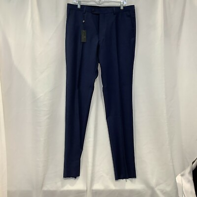 #ad John Varvatos Mens Street Signature Tailored Pockets Navy Blue Dress Pant Sz 34