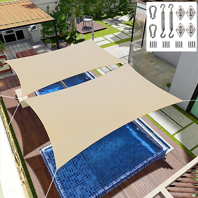 #ad Beige 4#x27;5#x27;6#x27;7#x27; Sun Shade Sail Canopy UV Block Sun Shade Backyard Deck Pool Cover