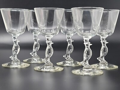 #ad Set Of 6 Old Crow Wine Glasses By Libbey Glass Company