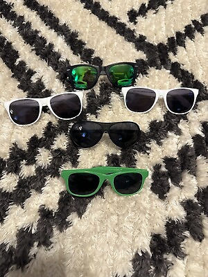 #ad Kids Sunglasses lot Green White Mirror Lens 5 Glasses Included