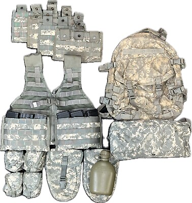 #ad US Army MOLLE Rifleman Kit 16 Piece Set Assault Pack Vest Waist Pack amp; More
