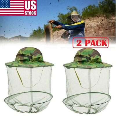 #ad 2Pcs Beekeeping Hat Face Head Protector Cap Protection Mosquito Bee Net Veil US