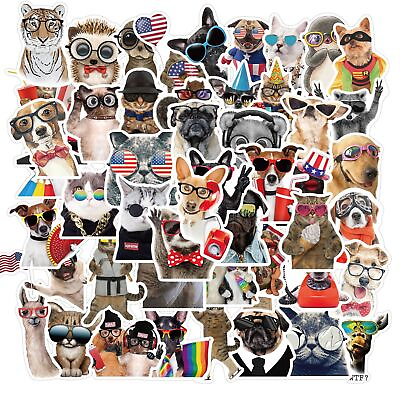 #ad 50PCS Funny Animals Pets Stickers for Laptop Skateboard Luggage Suitcase Guitar