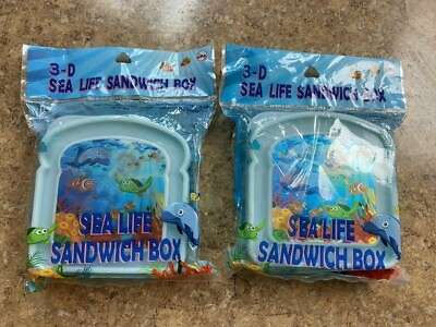 #ad 2 New Brite Concepts 3 D Sea Life Sandwich Box Blue Back To School Kids Lunch