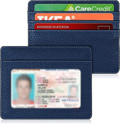 #ad Slim Wallet Money Clip Leather Card Holder For Men Minimalist RFID Blocking