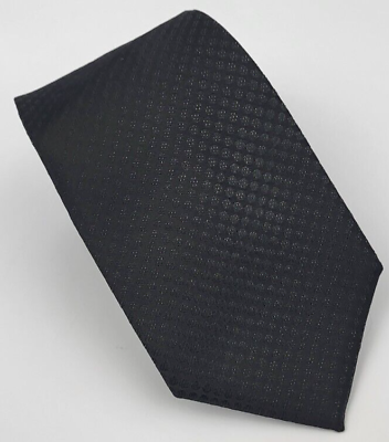 #ad Little Black Tie Polyester Black Solid Geometric Men Necktie Skinny 58 x 2.75