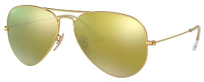 #ad Ray Ban Aviator Metal RB3025 112 93 Gold Pilot Yellow Mirrored Flash Sunglasses