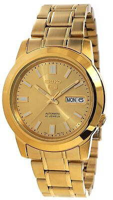 #ad Seiko Men#x27;s 5 Classic Automatic Gold Tone Watch SNKK20K1