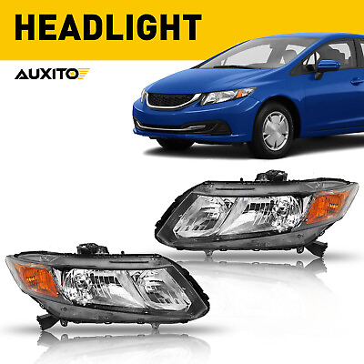 #ad For Honda 2012 2015 Civic Black Sedan Housing Headlamp Headlight LeftRight Side