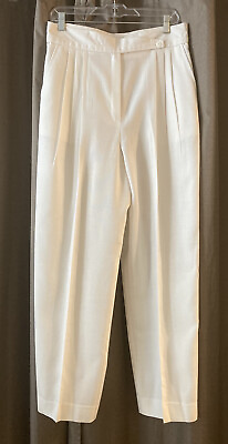 #ad Vtg COUNTERPARTS Pleated White Pants High Rise Linen Blend 16
