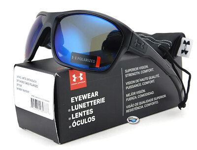#ad Under Armour NO LIMITS POLARIZED Sunglasses Satin Black Offshore Blue Lens