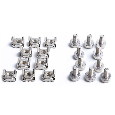 #ad 10Sets Durable Metal Nickel Plated Cage Nuts amp; Screws For Server Rack Cabinet
