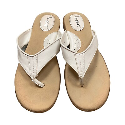 #ad B.O.C. Born Concept Womens Size 9M Sandals Flip Flops White Leather Style Z10701
