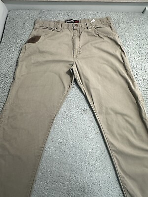#ad Wrangler Riggs Cargo Pants Adult 38x32 Beige Tan Carpenter Ripstop Canvas